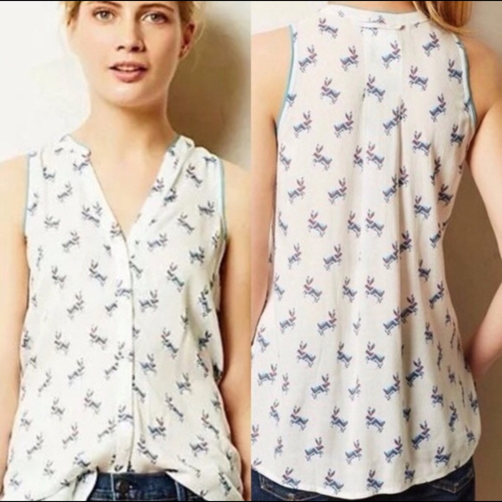 Anthropologie tank w western rabbit print Sz 10